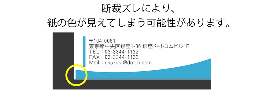 断裁ズレにより、紙の色が見えてしまう可能性があります。